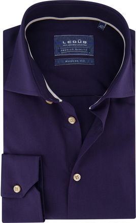 Led&ucirc;b Ledub overhemd donkerblauw modern fit katoen