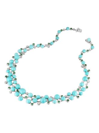 Anabela Chan rhodium vermeil Turquoise Constellation necklace - women - Rhodium Vermeil/Lab-Grown Simulated Emerald/Lab-Grown Simulated Turquoise