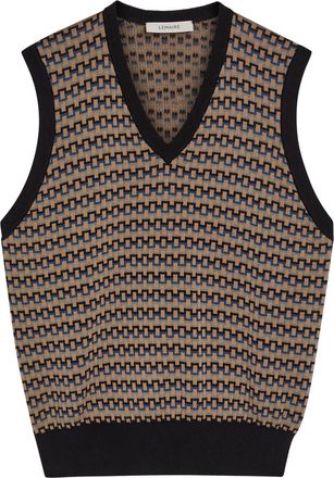 Christophe Lemaire Patterned V-neck Cotton-knit Vest - Multicoloured 1 - XL