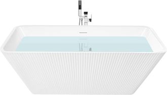 Beliani Ba&ntilde;era Independiente De Acr&iacute;lico Con Dise&ntilde;o Acanalado Moderno 170 Cm Ba&ntilde;o Blanco Atcama