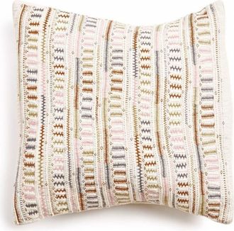 Studio Variously Dahli Coral Hand Woven Hand Embroidered Multicolor White Artisanal Pillow - Cover Only in White/coral at Nordstrom