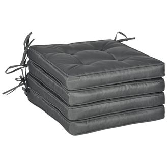 OUTSUNNY 42 x 42cm Replacement Garden Seat Cushion Pad with Ties - Grey | TJ Hughes
