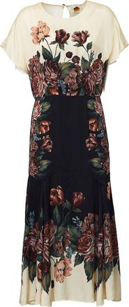 Farm Rio Floral Print Flowing Cream Maxi Dress