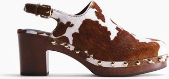 H&M Heeled leather clogs - Beige