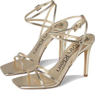 Calvin Klein Womens Tegin Heeled Sandal, Gold, 5 UK
