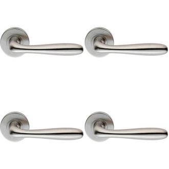 Loops 4x PAIR Smooth Rounded Bar Handle on 8mm Round Rose Concealed Fix Satin Steel in Metallics