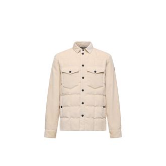Moncler Moncler Gelt Corduroy Down Shirt Jacket, Men, White, Size: 0
