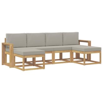 vidaXL Conjunto De Sof&aacute;s De Exterior 6 Pcs Blanco Y Gris Claro Vidaxl