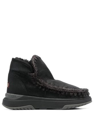 Mou crochet stitch-trim boot sneakers - Black