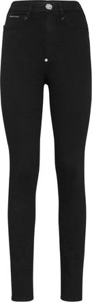 Philipp Plein Crystal Skull Denim Super High Waist Jegging - Dames - Skinny Jeans - Zwart - W25 - Denim - Jeans