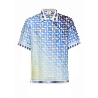 Casablanca Short Sleeve Shirts, male, Multicolor, Size: S Gradient Tennis Tile Short Sleeve Silk Shirt