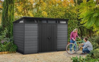 Keter Caseta Cobertizo Resina Jardin Signature Cortina 11x7 Keter