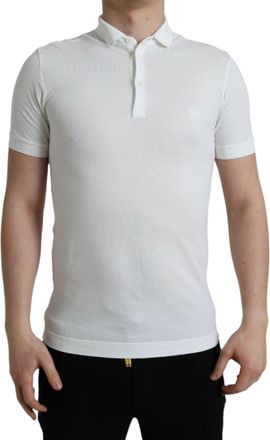 Dolce & Gabbana Mens Classic Fit Polo Shirt - White Cotton - Size EU 44 (Mens)
