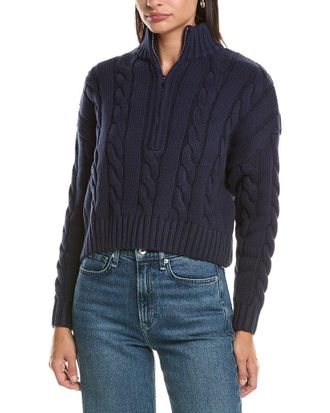 Current Elliott Current/Elliott Cropped Cable Knit 1/2-Zip