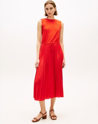 Tommy Hilfiger Strickkleid TOMMY HILFIGER 5X2 SLASH-NK MIX MEDIA DRS, Damen, Gr. XS (34), N-Gr, fireworks, Web, Obermaterial: 95% Viskose, 5% Elasthan, unifarben, be