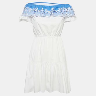 Peter Pilotto White Embroidered Cotton Pallas Mini Dress