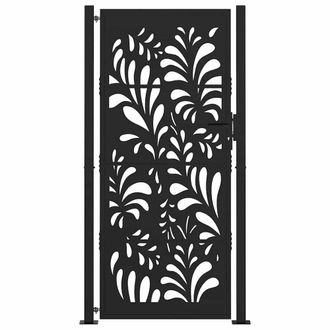 Berkfield Home Beautiful Garden Gate Black 105x205 cm Steel Wave Design
