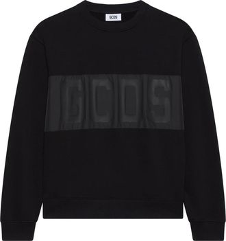 GCDS Band Logo Nylon Crewneck - Heren - Sweatshirts - Zwart - L - Nylon - Hoodies & sweatvesten
