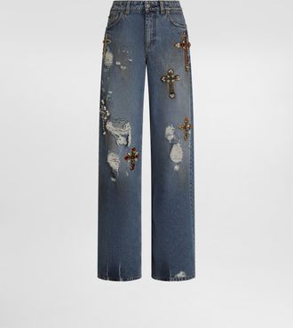 Dolce & Gabbana 5-pocket Denim Trousers With Emrboidery - Woman Denim And Jeans Multi-colored 38