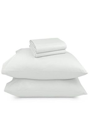 California Design Den Signature Comfort 100% Egyptian Cotton Breatheable Percale Sheet Set in Silver at Nordstrom, Size California King