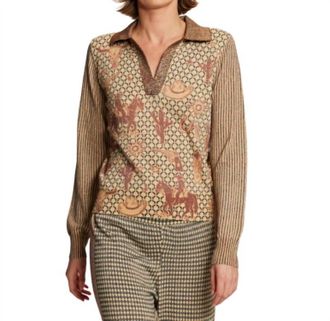Me369 Millie Rodeo Knit Polo In Multi