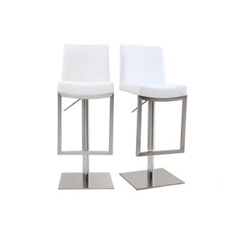 Miliboo Set De 2 Taburetes De Cocina Regulables Blancos Con Acero Cromado Kyle