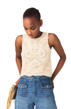 Maje Sleeveless crochet-knit top in Beige at Nordstrom, Size X-Small