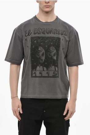 Dsquared2 Crewneck Loose-Fit T-Shirt with Graphic Print size Xxl