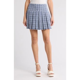 Alice & Olivia Emilie Tweed Box Pleat Miniskirt in Blue Multi at Nordstrom Rack, Size 4