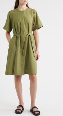 COS Tie Waist Cotton Midi Dress in Green Medium at Nordstrom Rack, Size 6 Us / 38 Eu