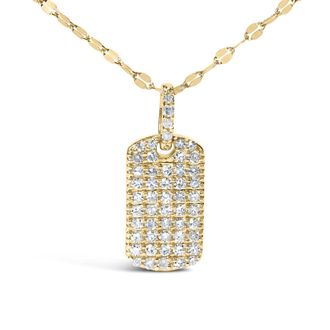 House of Brilliance 18K Yellow Gold Plated.925 Sterling Silver 1/3 Cttw Diamond Studded Dog Tag 18 Pendant Necklace