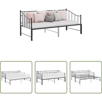 vidaXL Letto estraibile - Telaio Divano Letto Estraibile Nero in Metallo 90x200 cm
