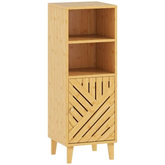 HOMCOM Armario de ba&ntilde;o 32x30x90 cm madera natural