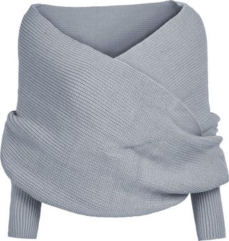 Generic Ladies Scarves Pashmina Shawls and Wraps for Women Winter Scarf with Sleeves,Multifunctional Knitted Sweater (Grey, One Size)