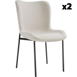TecTake 2 Sillas de comedor tejido acolchado 54 x 62 x 90 cm blanco roto/negro