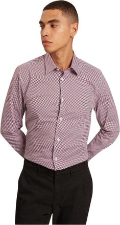 Ted Baker Herenoverhemd met geometrisch patroon (Wit)
