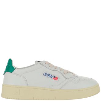 Autry Leather Sneakers with Front Lacing and Contrast Heel Tab