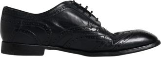 Dolce & Gabbana Zwarte leren Wingtip Formele Schoenen - Heren - Nette schoenen - Zwart - 44 EU - Leer - Schoenen