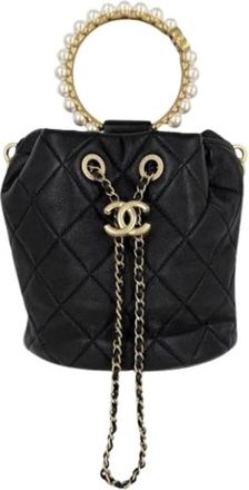 Chanel Pre-owned Vintage Bucket Bag - Dames - Vintage Tas - Zwart - ONE Size - Leer - Vintage