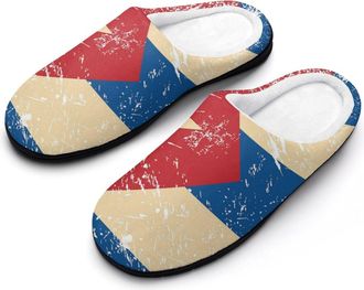 Generic Cuba Vintage Flag Mens Soft Cotton Slippers with Memory Foam Anti-skid House Shoes for Travel Indoor Outdoor