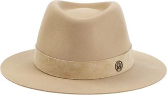 Maison Michel Accessoires, Dames, Beige, M, Su&egrave;de, Andre Suede Hoed