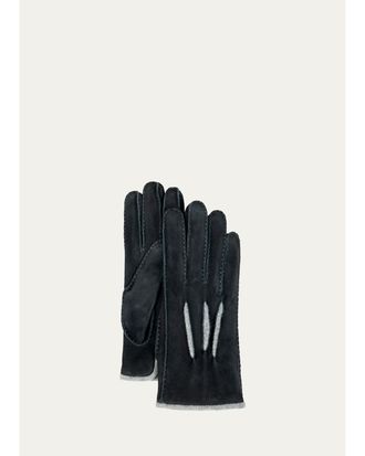 Bergdorf Goodman Mens Suede & Cashmere Gloves