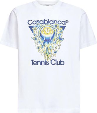 Casablanca Tennis Club Graphic T-Shirt - Heren - T-shirts - Wit - L - Katoen - Tops