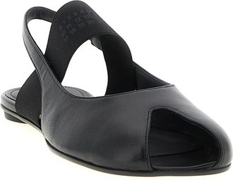 Maison Margiela Womens Black Lamb Leather Flat Sandals