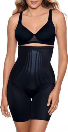 Miraclesuit Modern Miracle Lycra Fitsense Hi-Waist Thigh Slimmer Shapewear In Black