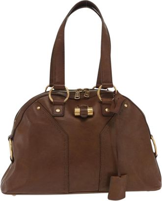 Saint Laurent Muse Dome Bag Leather Brown Leather Handbag (Pre-Owned)