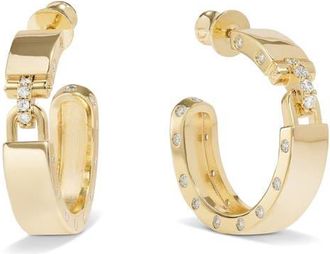 Melinda Maria Ashley Lock Hoop Earrings in Gold-White at Nordstrom