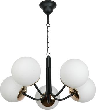 OEM L&aacute;mpara De Techo Colgante Negra Con Pantalla De Cristal Blanco 15-290 Sofia