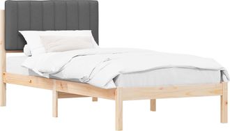 vidaXL Estructura De Cama Con Cabecera Tapizada Gris Natural Y Oscuro Vidaxl