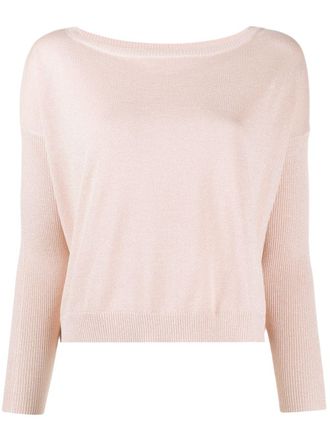 Liu Jo glittery wide-neck jumper - women - Viscose/Polyester - L - Pink